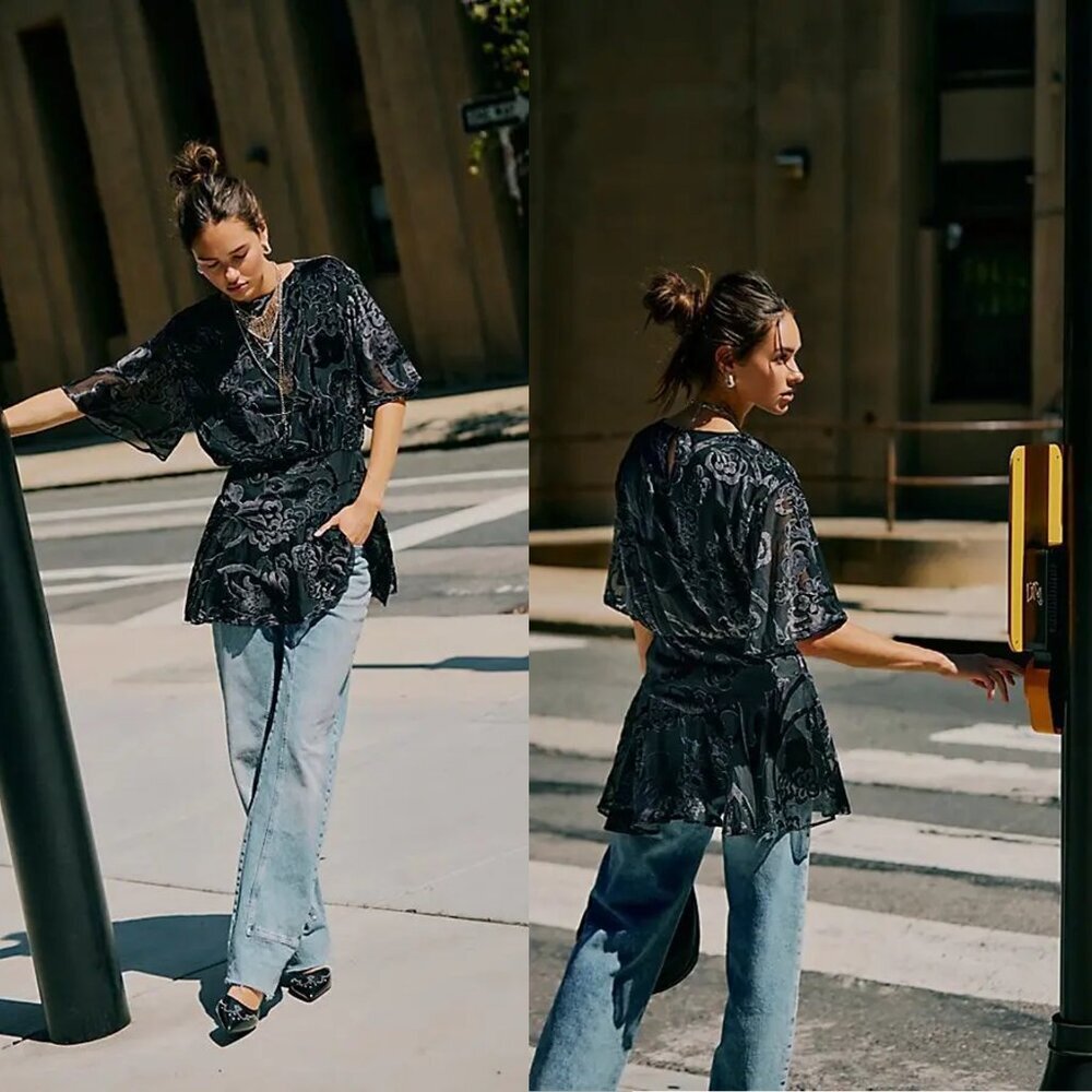New Free People Manuka Burnout Velvet Mini Dress Size XS